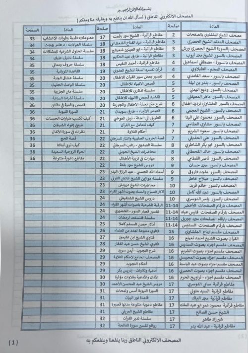 فهرس المصحف المعلم الرقمي