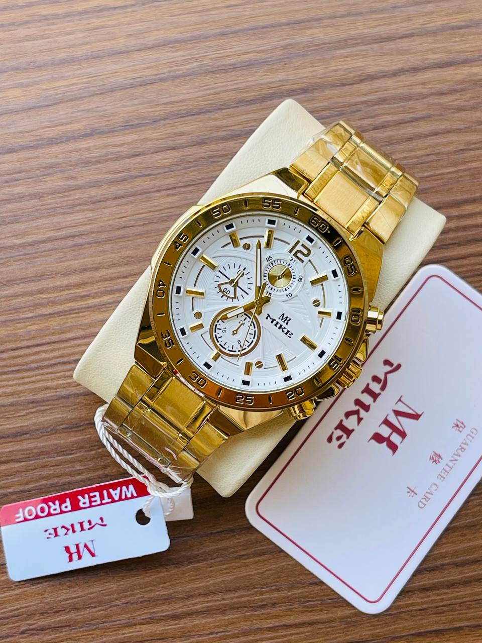 ساعة رجالي ضد المياه - gold white